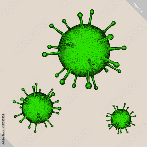 color engrave isolated covid-19 coronavirus vector illustration