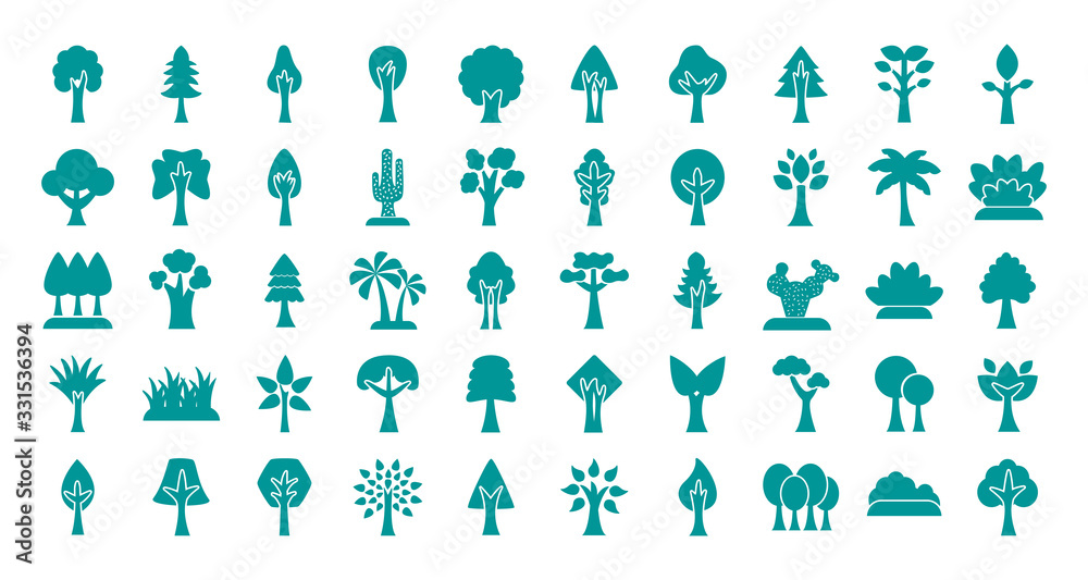 bundle of trees silhouette style icons bundle of trees silhouette style icons