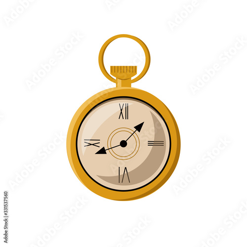 Pocket watch illustration design element. flat icon.