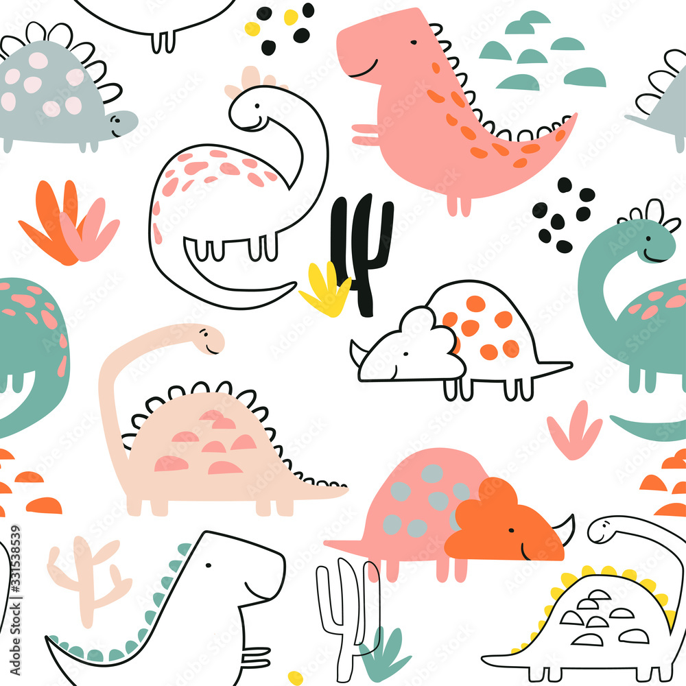 Seamless Dino pattern print for T-shirts
