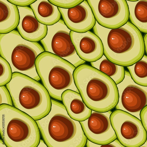 Seamless background of halved avocado fruit