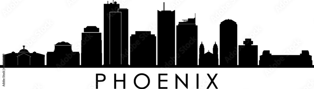 Phoenix City Arizona Skyline Silhouette Cityscape Vector