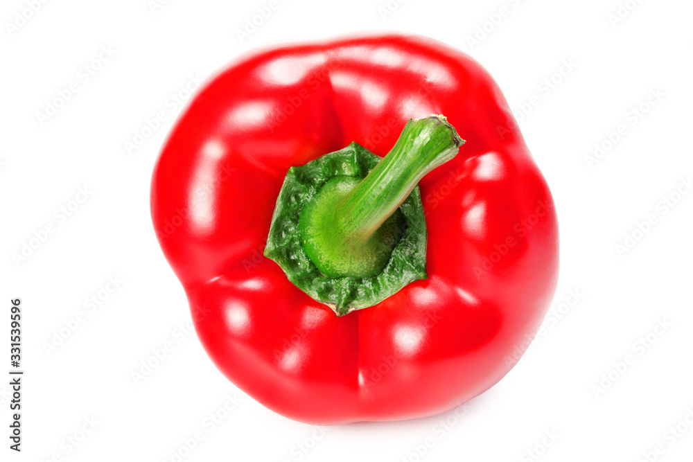 one red sweet bell pepper isolated on white background one red sweet bell pepper isolated on white background