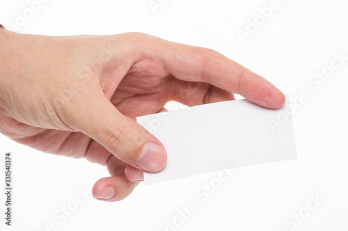 male hand with business card