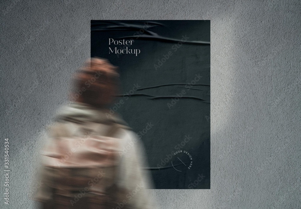 Outdoor Wall Poster Mockup with Spectator Stock Template | Adobe Stock