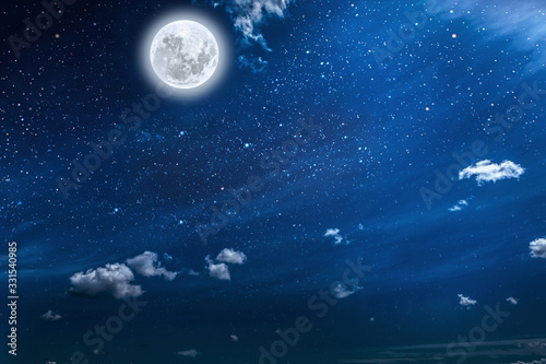 Fototapeta Naklejka Na Ścianę i Meble -  backgrounds night sky with stars and moon and clouds