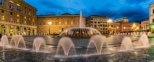 Piazza De Ferrari in Genoa by night photo