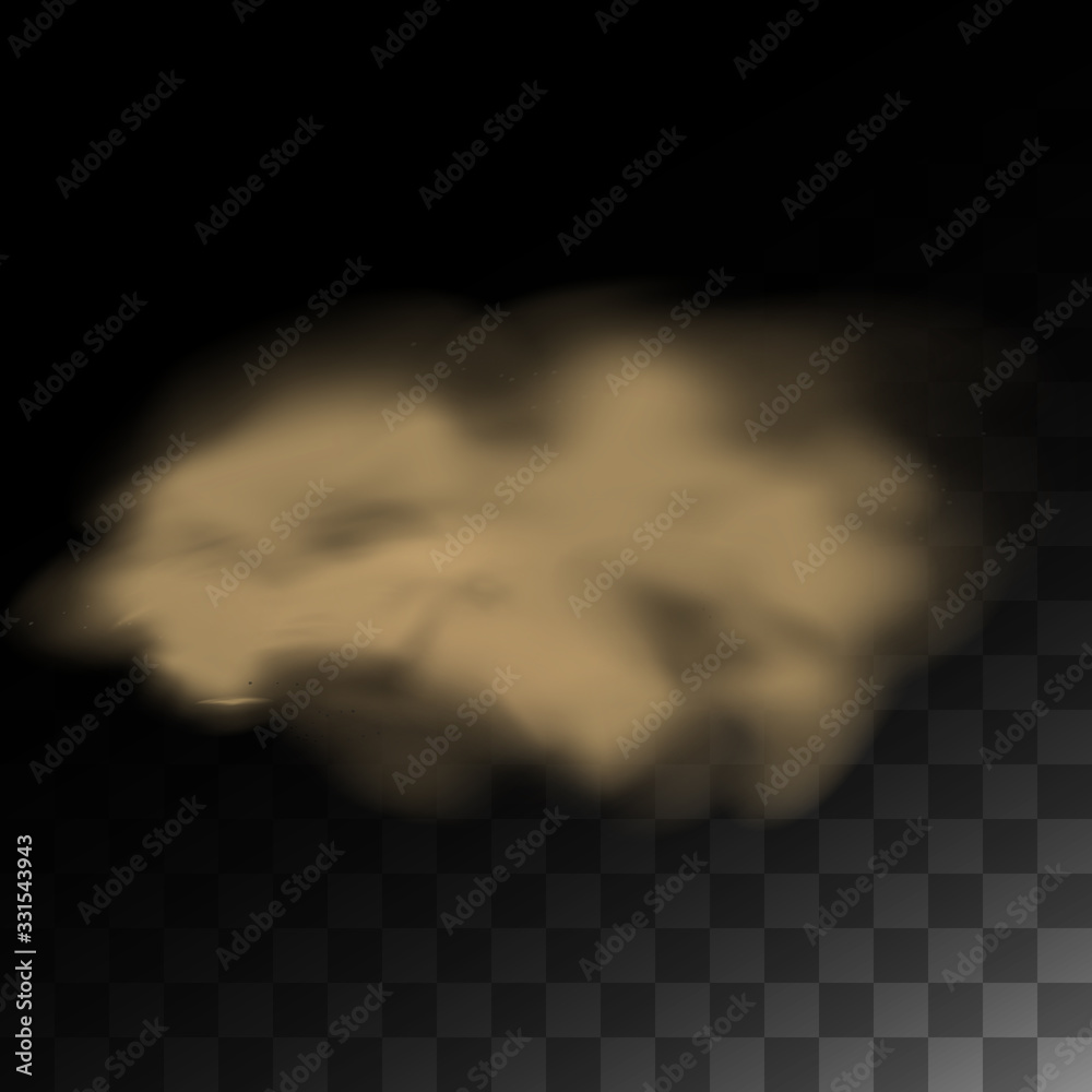 Cloud of dust, sand tornado with dirt, smell smog, dust cloud with ...