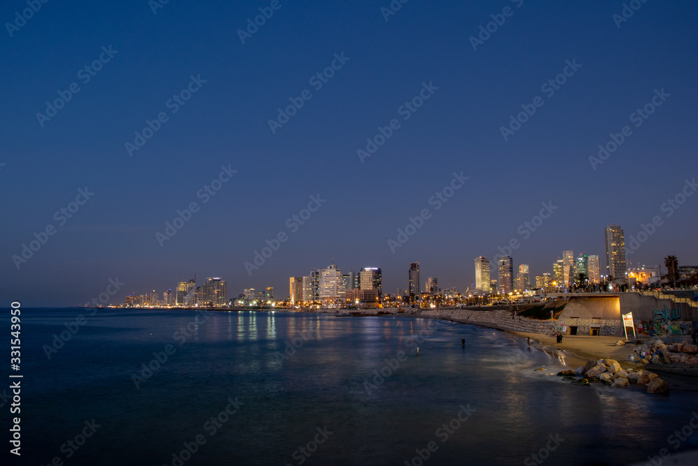 Tel Aviv skyline at night from Jaffa
