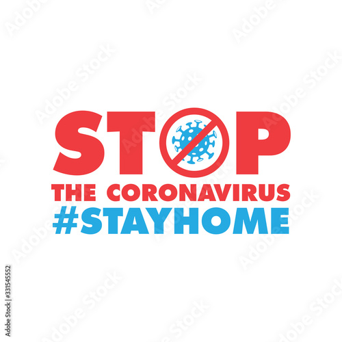 Coronavirus Icon with Red Prohibit Sign. Stop pandemic virus.