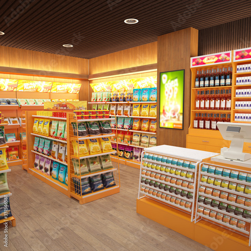 3d render of modern store interior