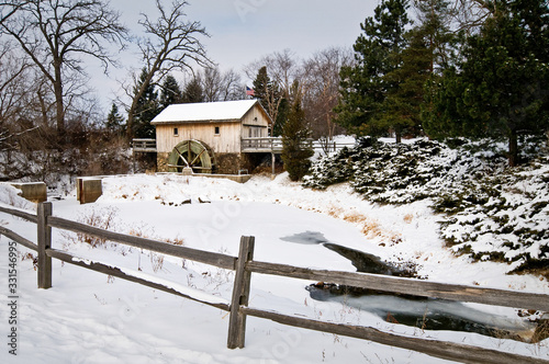 A replica of the 1839 Hiram Buttrick Mill, located on the Sequoit Creek in Antioch, IL. photo