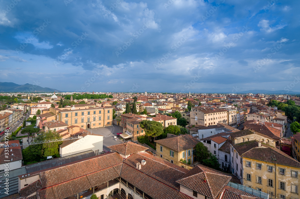 Panoramic view of Pisa old town. Toscana province, Italy.