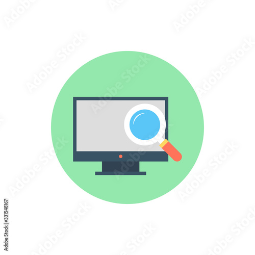 Computer Search Vector Filled Outline Icon Illustration