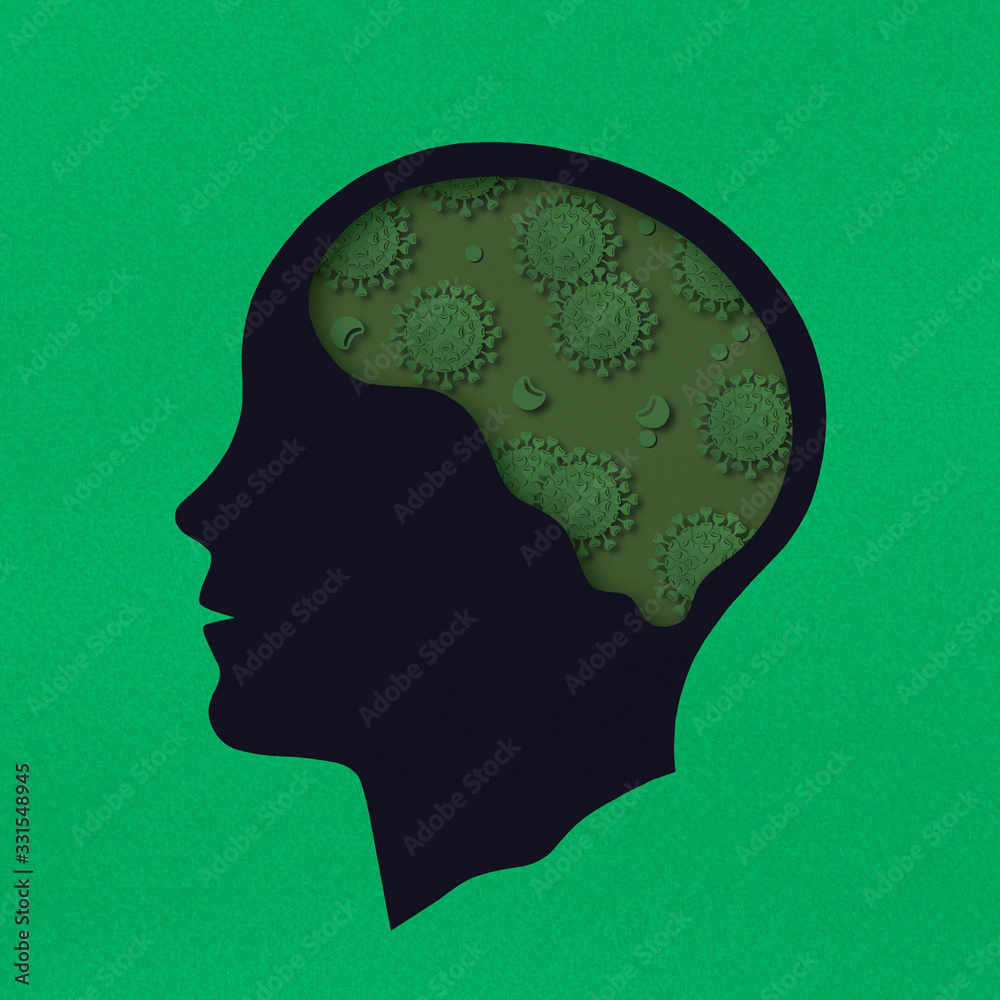 Stylized silhouette of head. Nosophobia Stylized silhouette of head. Nosophobia