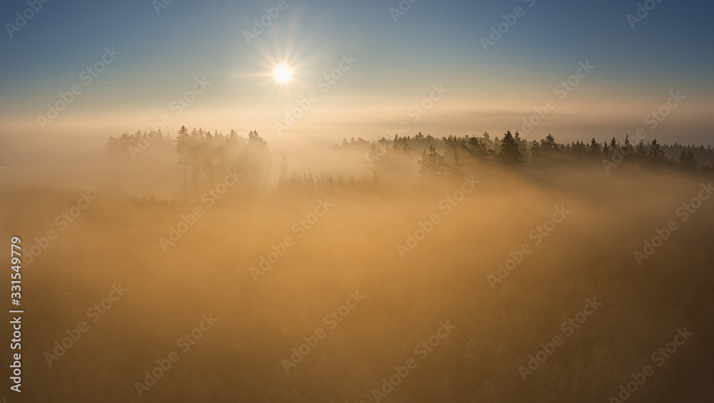 Obraz premium Foggy Landscape Czech Republic Bohemia