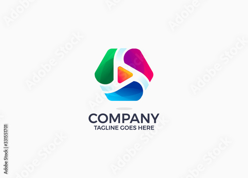 modern gradient geometric Play button icons Logo design template for music and video player Free Download modern gradient geometric Play button icons Logo design template for music and video player - GFXLoad