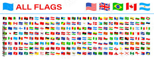 Fotografia All World Flags - Vector Waving Flat Icons