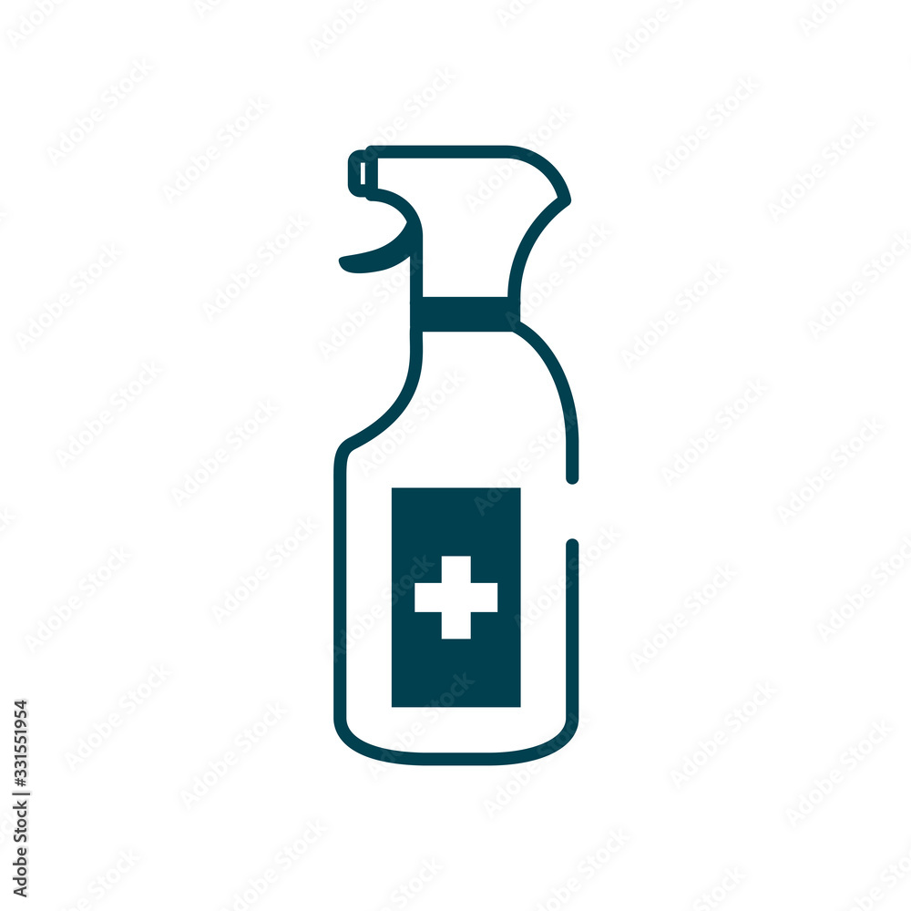 antibacterial spray bottle icon, line style