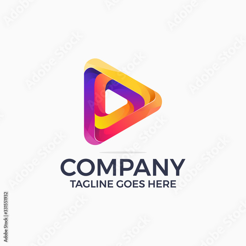 Free Download modern gradient geometric Play button icons  Logo design template for music and video player - GFXLoad