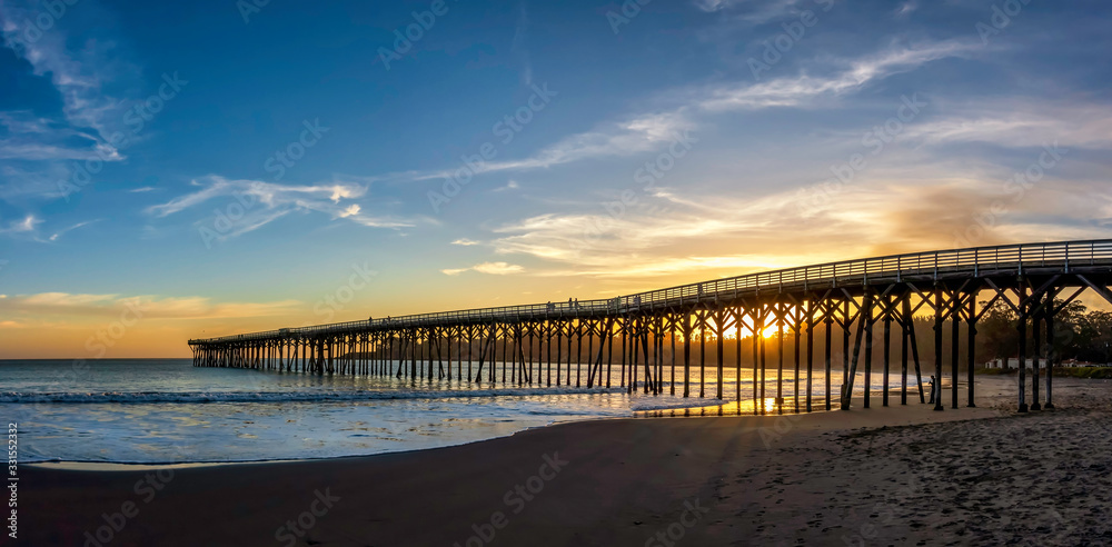 Panorama at Sunset on the Ocean, Pier 