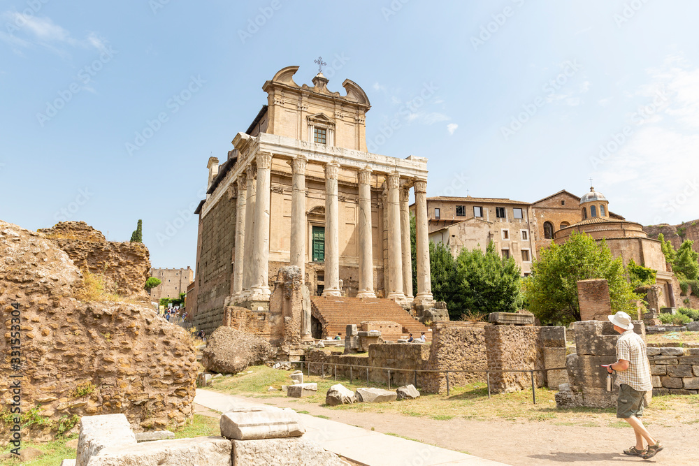 Temple of Antoninus and Faustina (Tempio di Antonino e Faustina) - church of San Lorenzo in Miranda in the Roman Forum, Rome, Lazio, Italy