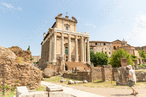 Temple of Antoninus and Faustina (Tempio di Antonino e Faustina) - church of San Lorenzo in Miranda in the Roman Forum, Rome, Lazio, Italy