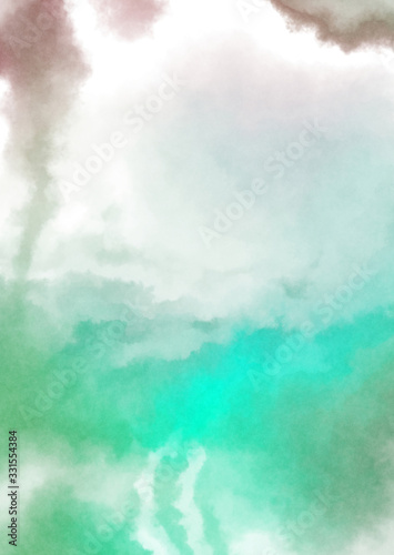 Abstract colorful watercolor on white background. Digital art painting.