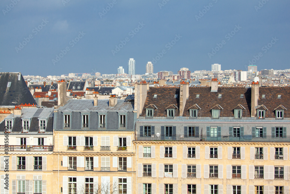  street of residential buildings in central Paris 