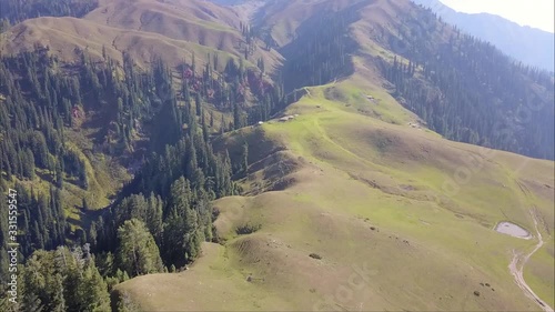 Makra peak at Sri paya top aerial shot in shogran naran - zoom in view photo