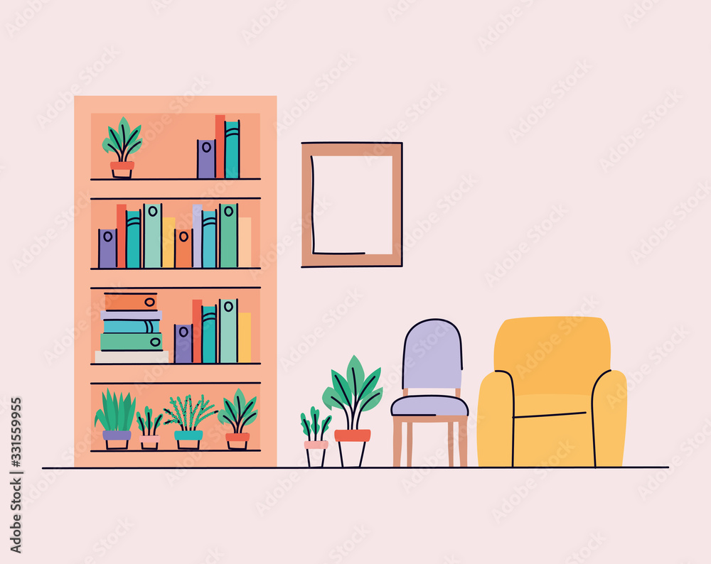 Living room with furniture and chairs vector design Living room with furniture and chairs vector design