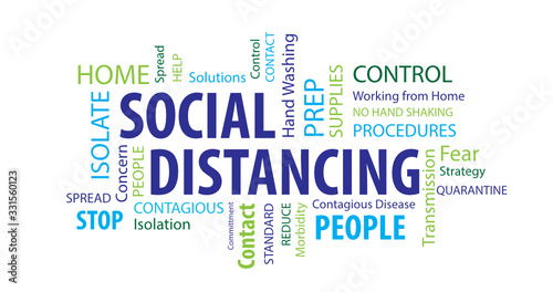 Social Distancing Word Cloud on a White Background