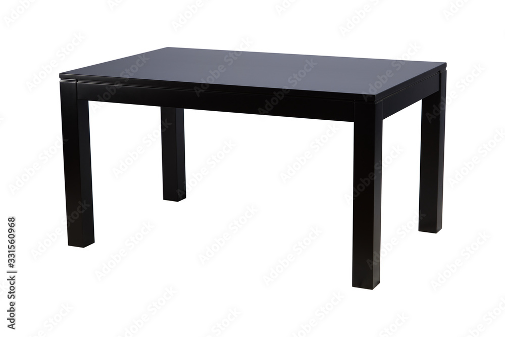 Wooden table isolated on white background. Black oak table. Wooden table isolated on white background. Black oak table.
