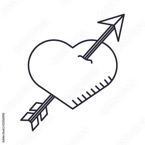heart love with arrow valentines day