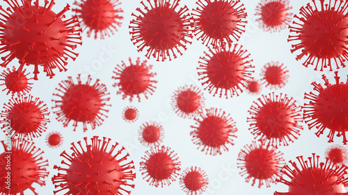 Coronavirus danger and public health risk disease and flu outbreak or coronaviruses influenza as dangerous viral strain case as a pandemic medical concept. 3d rendering. © MIKHAIL