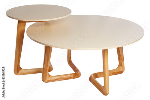 Wooden table isolated on white background. Black oak table.