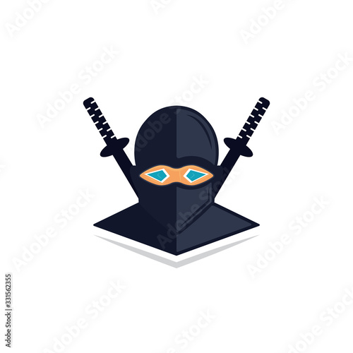 Ninja and sward mascot logo design template. Ninja gaming  mascot for gaming channel. 