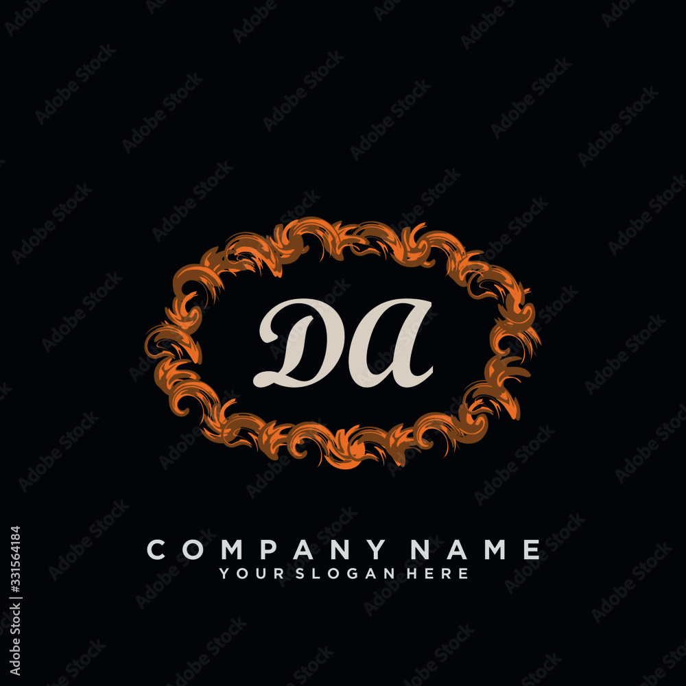 Initial Letter DA Logo With circle Template Vector