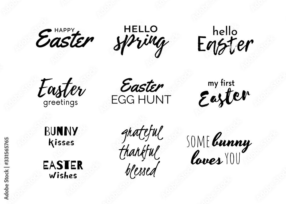 Easter quotes set isolated on white. Collection of Easter greeting texts. Cute typography. Vector Easter quotes set isolated on white. Collection of Easter greeting texts. Cute typography. Vector