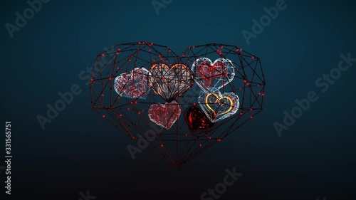 3D Animation Love heart trapped in wire heart