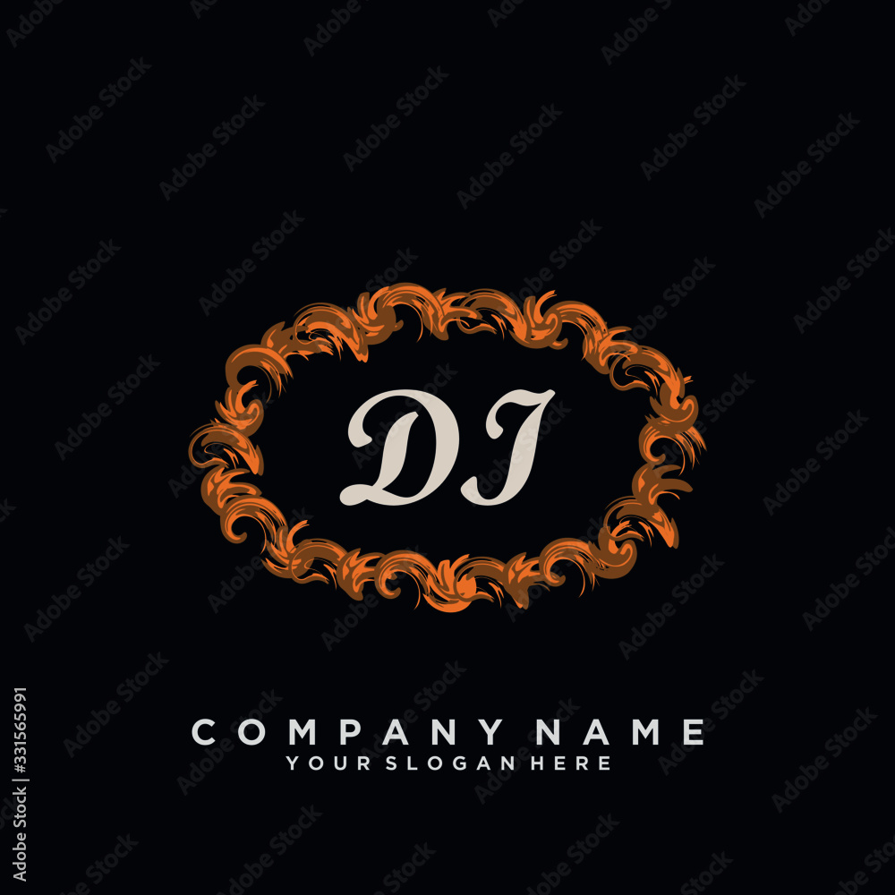 Initial Letter DI Logo With circle Template Vector
