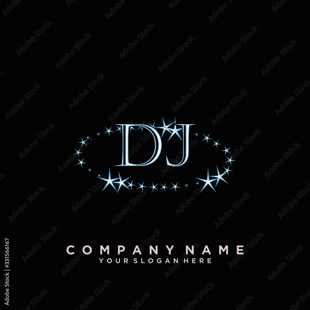 Initial Letter DJ Logo With circle Template Vector