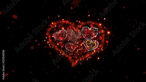 Animation Love heart with stars