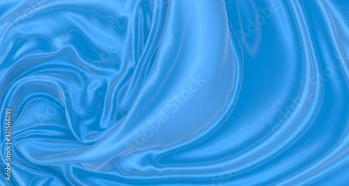 Fototapeta Naklejka Na Ścianę i Meble -  Beautiful flowing fabric of blue wavy silk or satin. 3d rendering image.