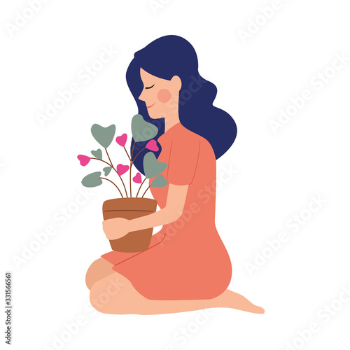 beautiful mother with houseplant character