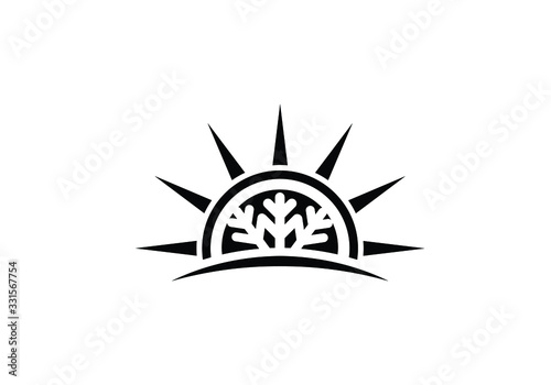 Air conditioner logo sign symbol, Hot and cold symbol black and white.