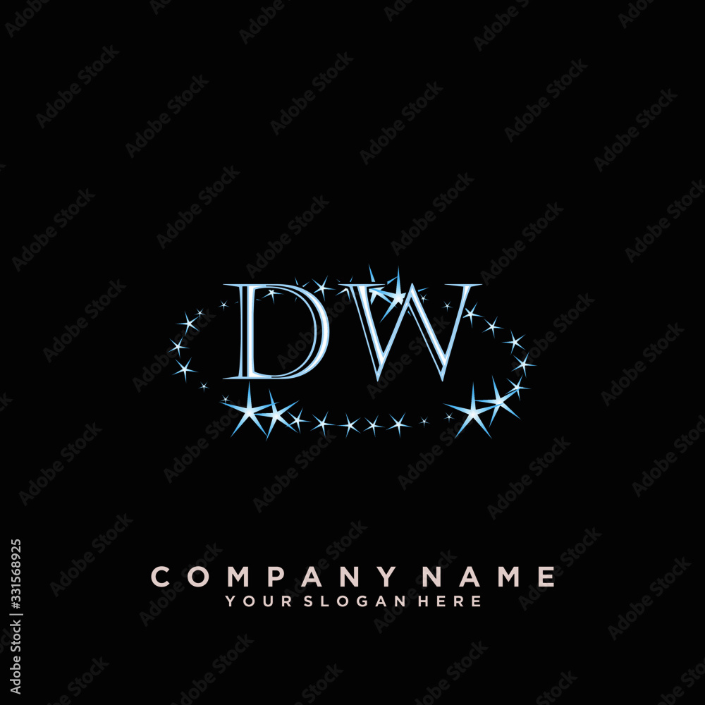 Initial Letter DW Logo With circle Template Vector