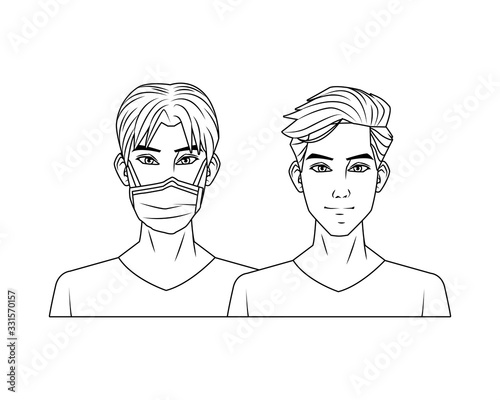 young men with mouth cap medical accessory