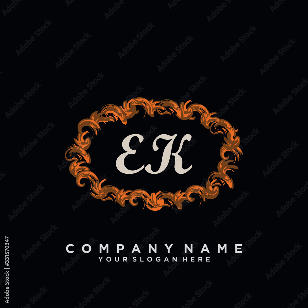 Initial Letter EK Logo With circle Template Vector