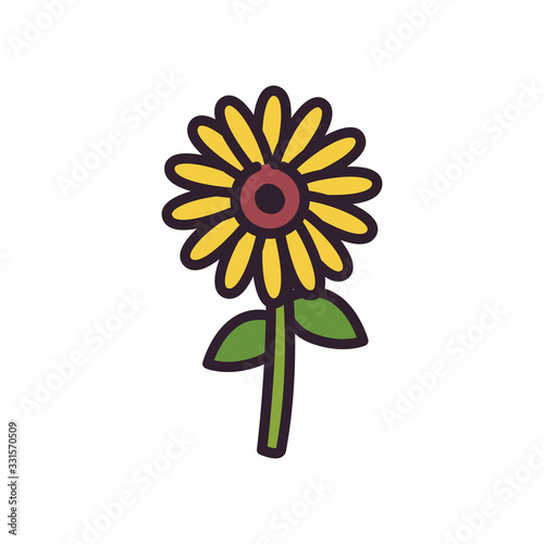 Isolated nature sunflower fill style icon vector design